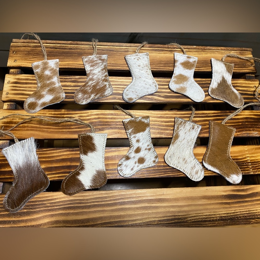 Cowhide Christmas Ornaments